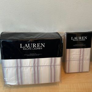 Lauren Ralph Lauren King Claudia Striped Sheet Set + Addt'l  2 King Pillowcases